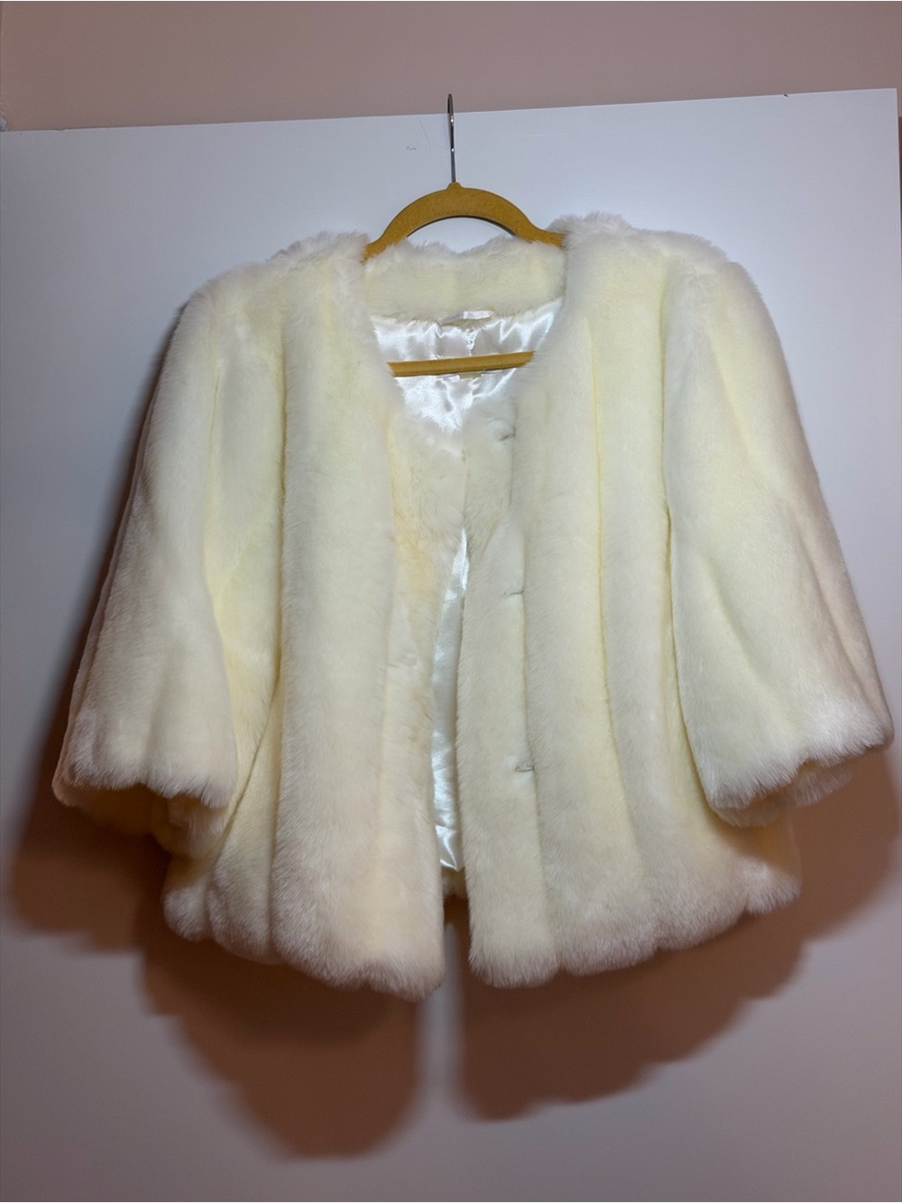 Calvin Klein Cream Faux Fur Teddy Jacket - Short Coat